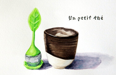 Peinture intitulée "Un petit thé" par Emilie Denis, Œuvre d'art originale, Aquarelle