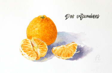 Malerei mit dem Titel "Des vitamines" von Emilie Denis, Original-Kunstwerk, Aquarell