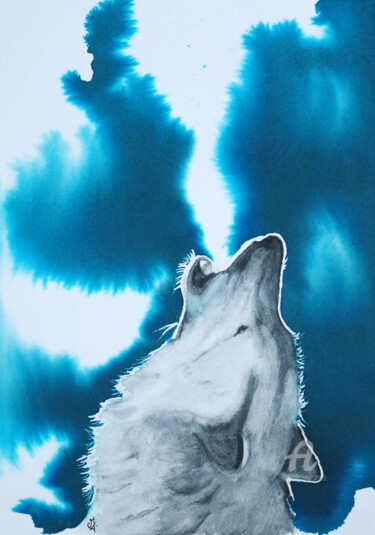 Pintura intitulada "Cœur de loup" por Emilie Denis, Obras de arte originais, Tinta
