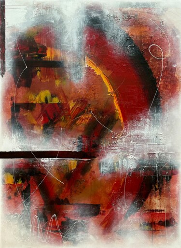 Painting titled "Scarlet Reverberati…" by Denis Fluierar, Original Artwork, Acrylic