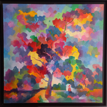 Pintura titulada "« l'arbre » Huile s…" por Denis Gerablie, Obra de arte original, Oleo Montado en Bastidor de camilla de ma…