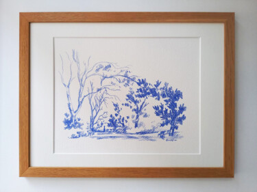 Desenho intitulada "Effets d'arbre et d…" por Denis Gerablie, Obras de arte originais, Conté Montado em Cartão