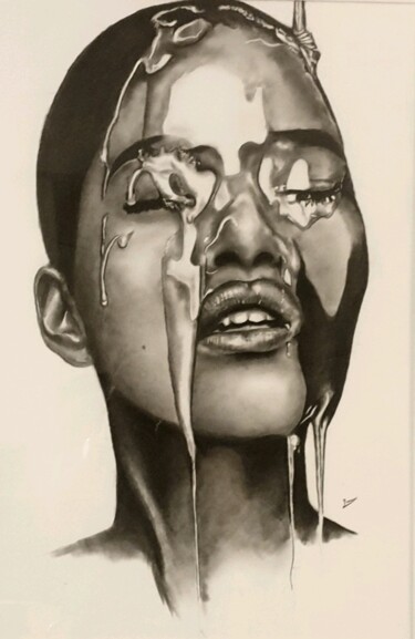Dessin intitulée "Fantaisie" par Denis Gernigon, Œuvre d'art originale, Crayon Monté sur Verre
