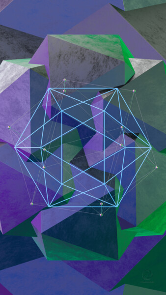 Arts numériques intitulée "Icosahedron - Water" par Denis Kirichkov (GeoModule), Œuvre d'art originale, Peinture numérique