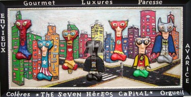 Sculpture titled "The Seven HEREOS Ca…" by Denis Michel (2nyss), Original Artwork, Acrylic