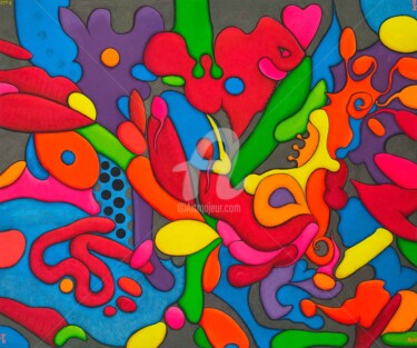 Painting titled "COLOR TREE 360°" by Denis Michel (2nyss), Original Artwork, Acrylic Mounted on Wood Stretcher frame