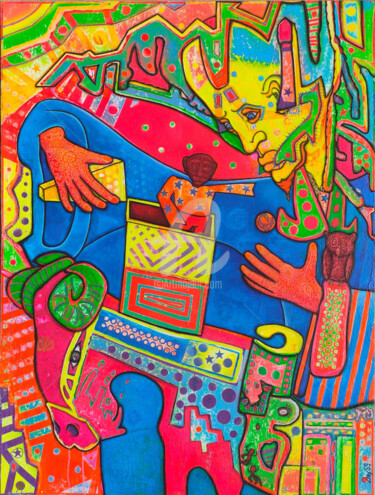 Schilderij getiteld ""Le SANKOFA" Painti…" door Denis Michel (2nyss), Origineel Kunstwerk, pigmenten