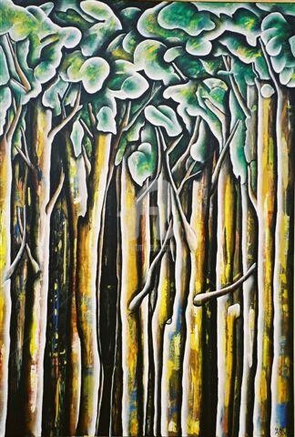 Painting titled "Forest 2NYSS 2000" by Denis Michel (2nyss), Original Artwork