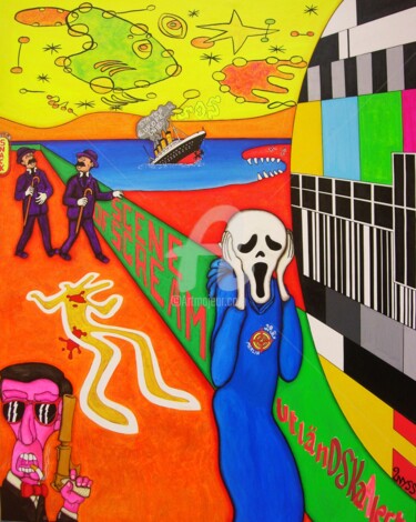 Painting titled "Scene-of-scream by…" by Denis Michel (2nyss), Original Artwork, Acrylic