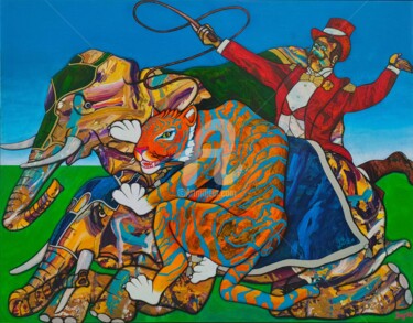 Painting titled "MAGICIRCUS une époq…" by Denis Michel (2nyss), Original Artwork, Acrylic