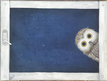 Peinture intitulée "owl-1.jpg" par Denis Panin, Œuvre d'art originale, Acrylique