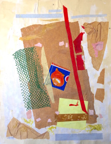 Collages intitulée "Oignon" par Denis Reitz, Œuvre d'art originale, Textiles
