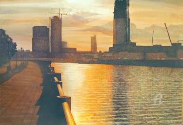 Картина под названием "Москва,Набарежная,С…" - Denis Veles, Подлинное произведение искусства, Акварель
