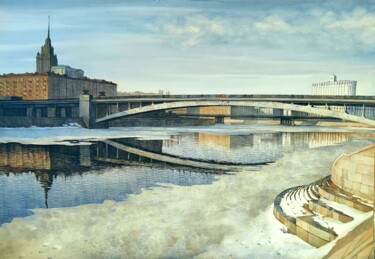 Картина под названием "Лёд тронулся" - Denis Veles, Подлинное произведение искусства, Акварель