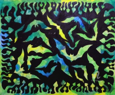 Картина под названием "Ночь" - Denis Veles, Подлинное произведение искусства, Акрил Установлен на Деревянная рама для носилок