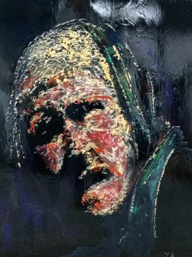 Schilderij getiteld "The Refugee" door Denis Young, Origineel Kunstwerk, Glazuur