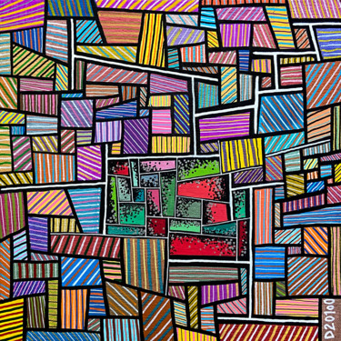 Картина под названием "Prison mentale" - Denis Vincent, Подлинное произведение искусства, Акрил Установлен на картон