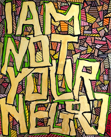 Malerei mit dem Titel "I am not your negro…" von Denis Vincent, Original-Kunstwerk, Acryl Auf Karton montiert