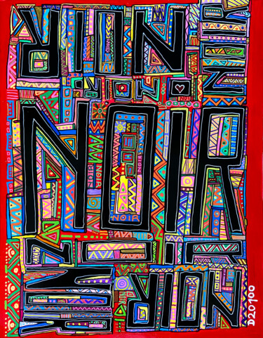 Painting titled "NOIR #3" by Denis Vincent, Original Artwork, Acrylic