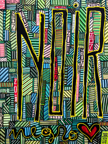 Malerei mit dem Titel "NOIR #6" von Denis Vincent, Original-Kunstwerk, Acryl Auf Karton montiert