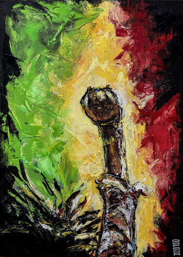 Painting titled "One love" by Denis Vincent, Original Artwork, Acrylic Mounted on Wood Stretcher frame