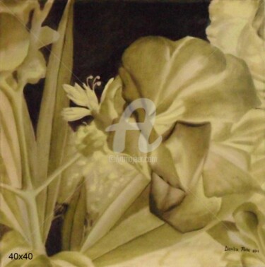 Malerei mit dem Titel "negative flouers" von Denisa Paho, Original-Kunstwerk, Öl