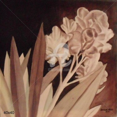 Peinture intitulée "negative flouers" par Denisa Paho, Œuvre d'art originale, Huile