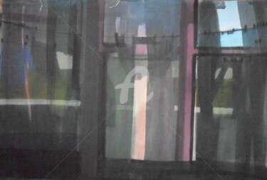 Painting titled "2Windows" by Denisa Paho, Original Artwork, Ink