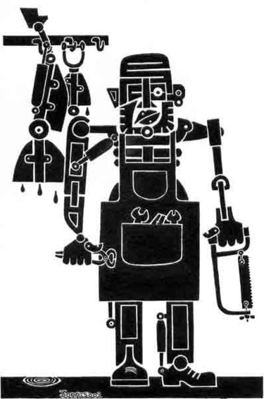 Dessin intitulée "robot boucher (de t…" par Denis Bonnes, Œuvre d'art originale