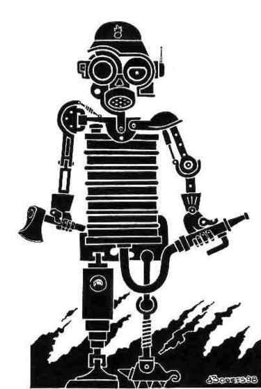 Dessin intitulée "robot pompier de Pa…" par Denis Bonnes, Œuvre d'art originale