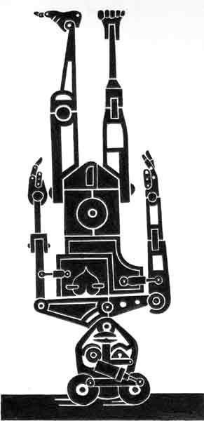 Dessin intitulée "robot qui marche su…" par Denis Bonnes, Œuvre d'art originale