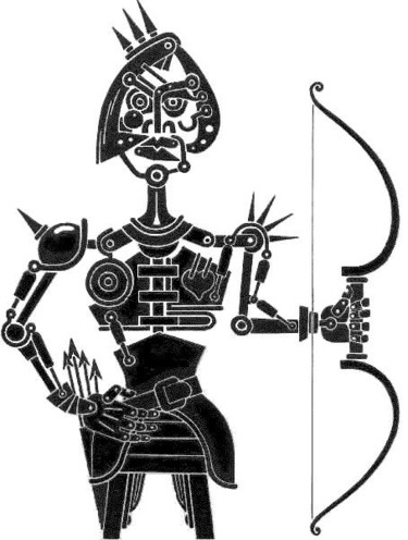 Dessin intitulée "robot amazone" par Denis Bonnes, Œuvre d'art originale
