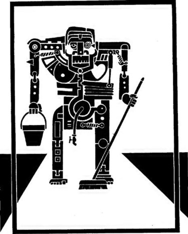 Dessin intitulée "robot ménager" par Denis Bonnes, Œuvre d'art originale
