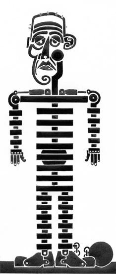 Dessin intitulée "robot bagnard" par Denis Bonnes, Œuvre d'art originale