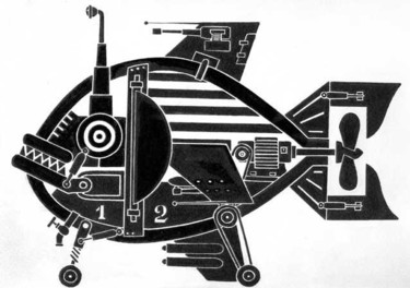 Dessin intitulée "robot poisson de co…" par Denis Bonnes, Œuvre d'art originale