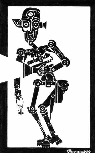 Dessin intitulée "robot garde-chiourme" par Denis Bonnes, Œuvre d'art originale