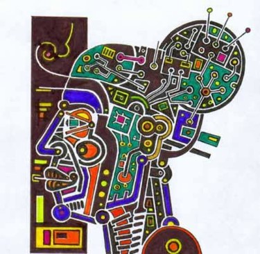 Arts numériques intitulée "tête de robote" par Denis Bonnes, Œuvre d'art originale