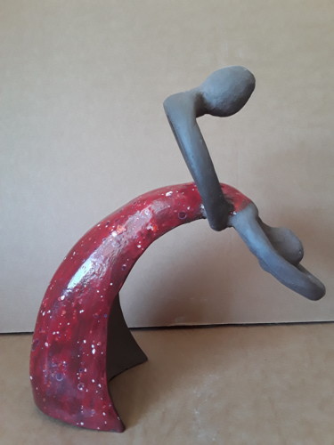 Sculpture intitulée "Une petite danse" par Mariejo Cottaz, Œuvre d'art originale, Terre cuite