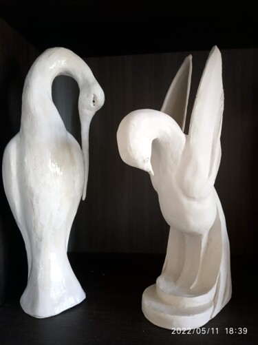 Escultura titulada "Mes Oiseaux" por Mariejo Cottaz, Obra de arte original, Terracota