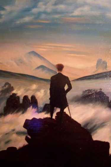 Peinture intitulée "le voyageur contemp…" par Denis Cousin, Œuvre d'art originale, Huile