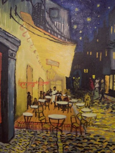 Peinture intitulée "Le café le soir- Va…" par Denis Cousin, Œuvre d'art originale