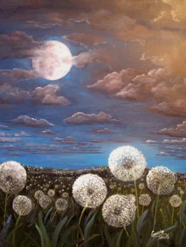 Peinture intitulée "Les Lunes" par Denis Cousin, Œuvre d'art originale, Autre