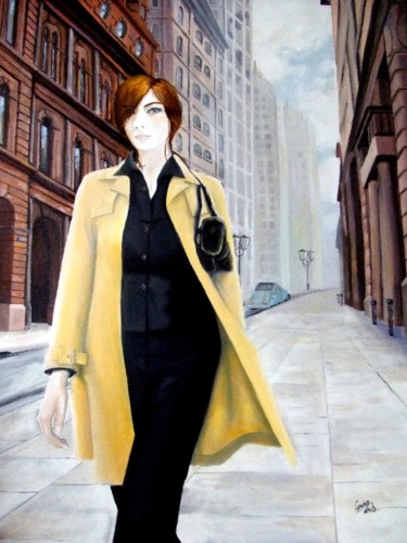 Peinture intitulée "A une passante" par Denis Cousin, Œuvre d'art originale, Huile