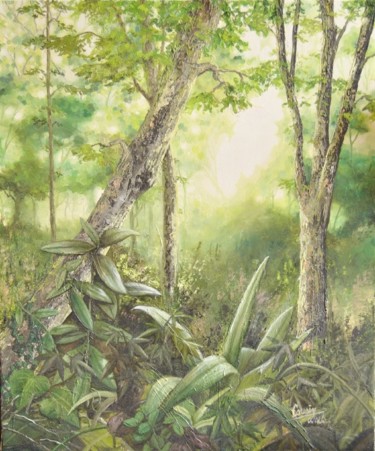 Malerei mit dem Titel "La foret" von Denis Cousin, Original-Kunstwerk, Öl