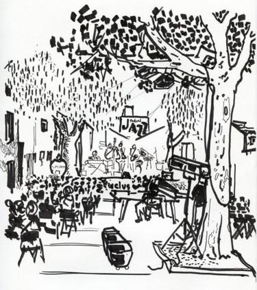 Drawing titled "Scène du festival d…" by Denis Demouge, Original Artwork