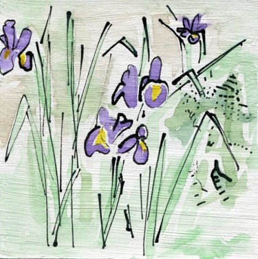 Dessin intitulée "Iris d'Eugénie les…" par Denis Demouge, Œuvre d'art originale