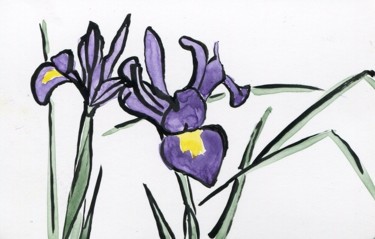 Dessin intitulée "Iris du parc d'Eugé…" par Denis Demouge, Œuvre d'art originale