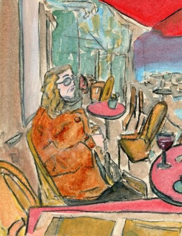 Drawing titled "Honfleur, Brasserie…" by Denis Demouge, Original Artwork