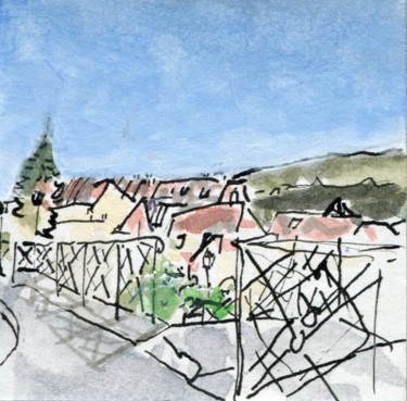 Dessin intitulée "Besançon, hauts de…" par Denis Demouge, Œuvre d'art originale