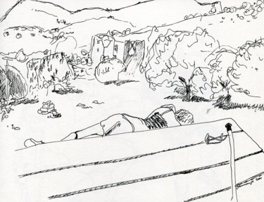 Zeichnungen mit dem Titel "Suzanne se repose à…" von Denis Demouge, Original-Kunstwerk